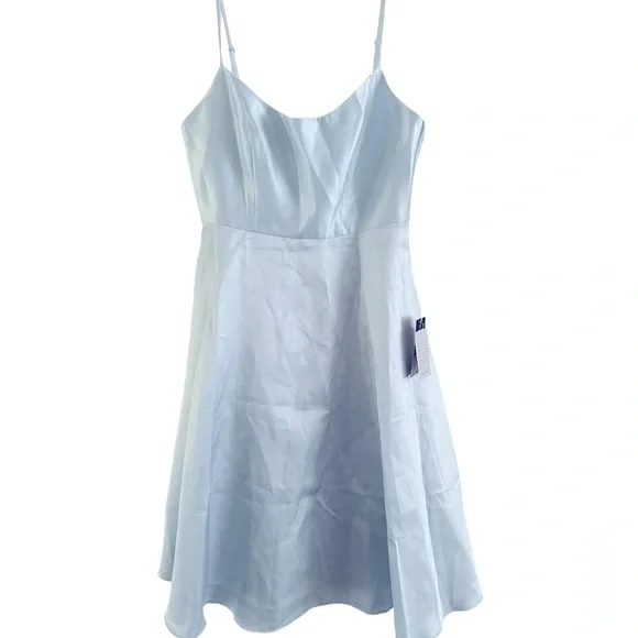 NWT Alfred Sung Spaghetti Strap Satin Midi Cocktail Dress Size 16 MSRP$206 - Picture 2 of 5